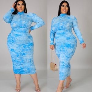 Plus-size long sleeve bodycon dress